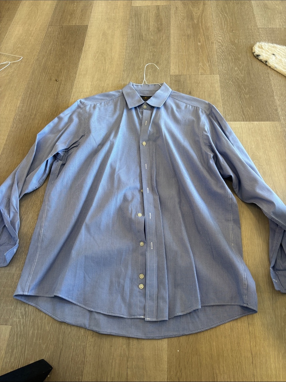 Club Room Regular Fit Blue Pinstripe Long Sleeve Dress Shirt